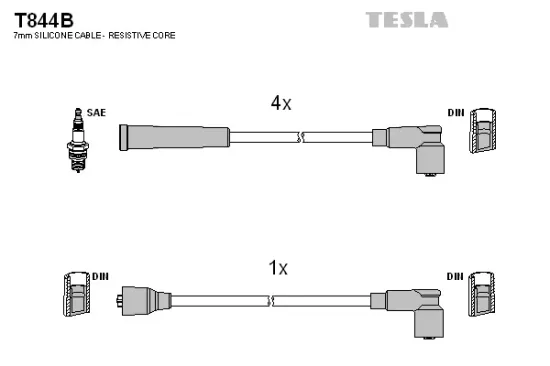 Zündleitungssatz TESLA T844B Bild Zündleitungssatz TESLA T844B