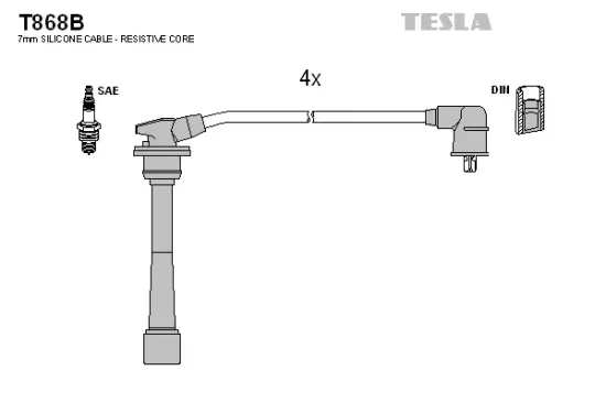Zündleitungssatz TESLA T868B Bild Zündleitungssatz TESLA T868B