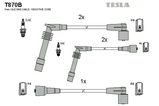 Zündleitungssatz TESLA T870B Bild Zündleitungssatz TESLA T870B