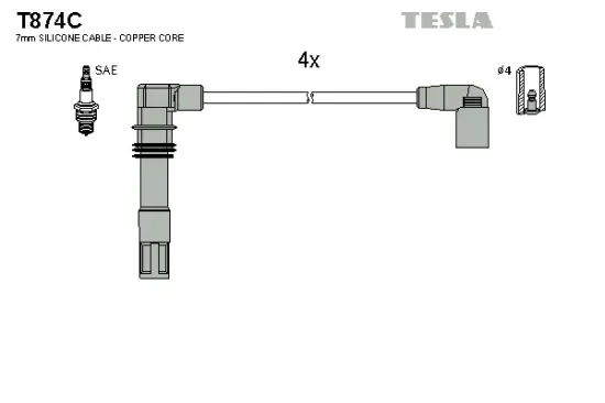 Zündleitungssatz TESLA T874C Bild Zündleitungssatz TESLA T874C