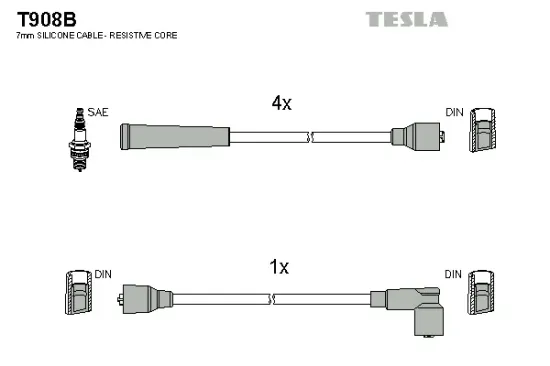 Zündleitungssatz TESLA T908B Bild Zündleitungssatz TESLA T908B