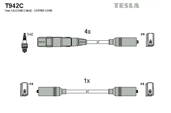 Zündleitungssatz TESLA T942C Bild Zündleitungssatz TESLA T942C