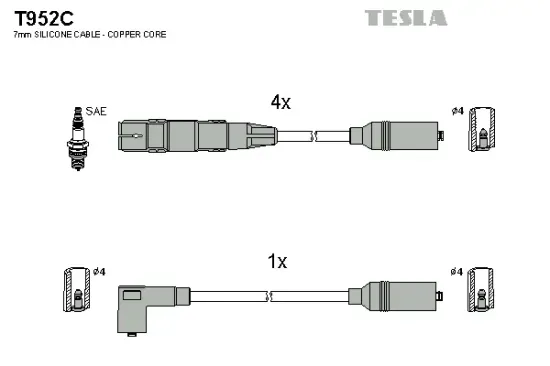 Zündleitungssatz TESLA T952C Bild Zündleitungssatz TESLA T952C