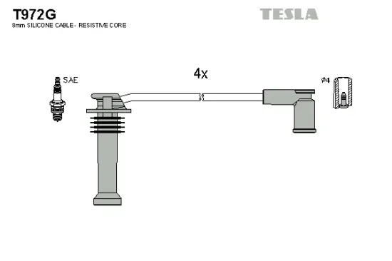 Zündleitungssatz TESLA T972G Bild Zündleitungssatz TESLA T972G
