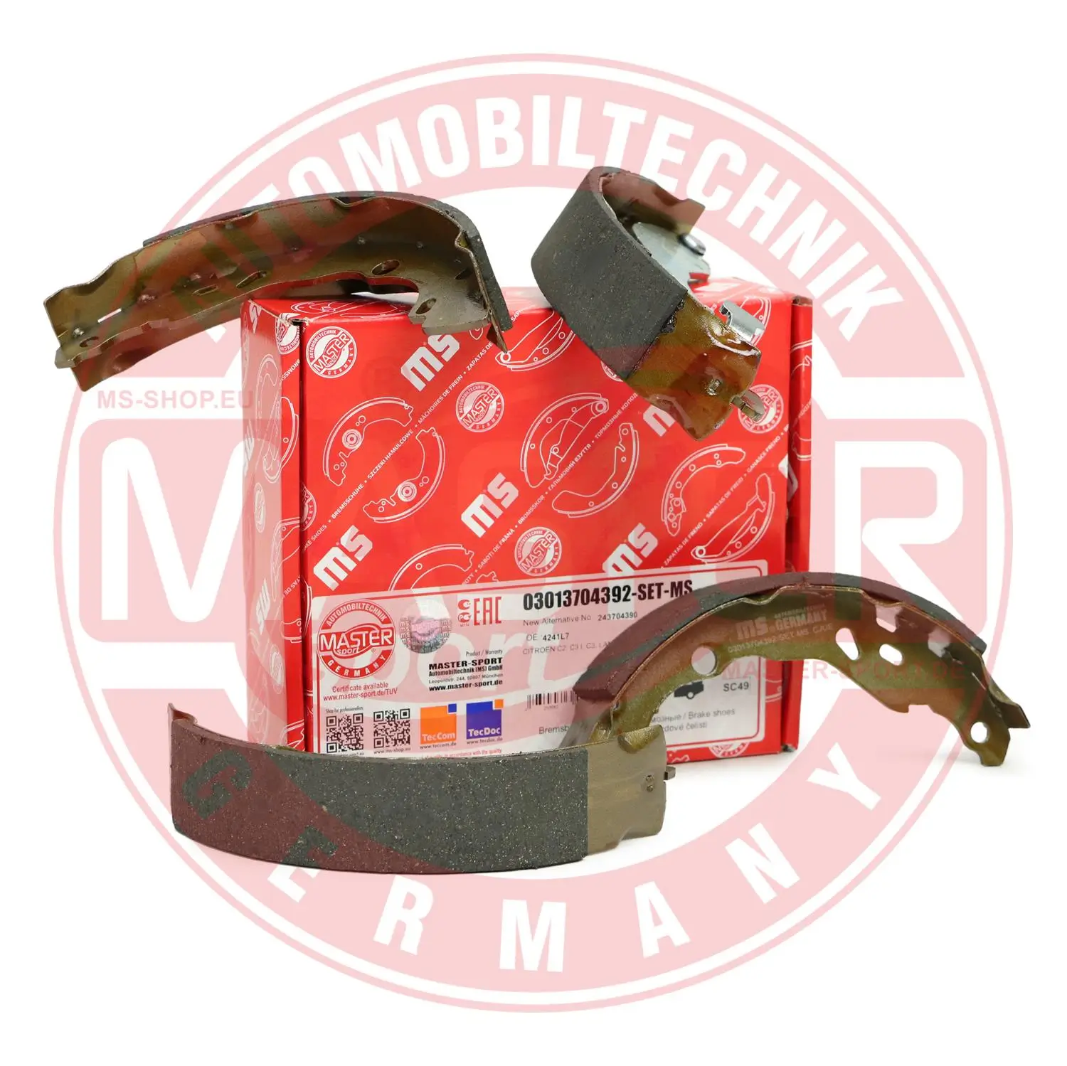 Bremsbackensatz Hinterachse MASTER-SPORT GERMANY 03013704392-SET-MS