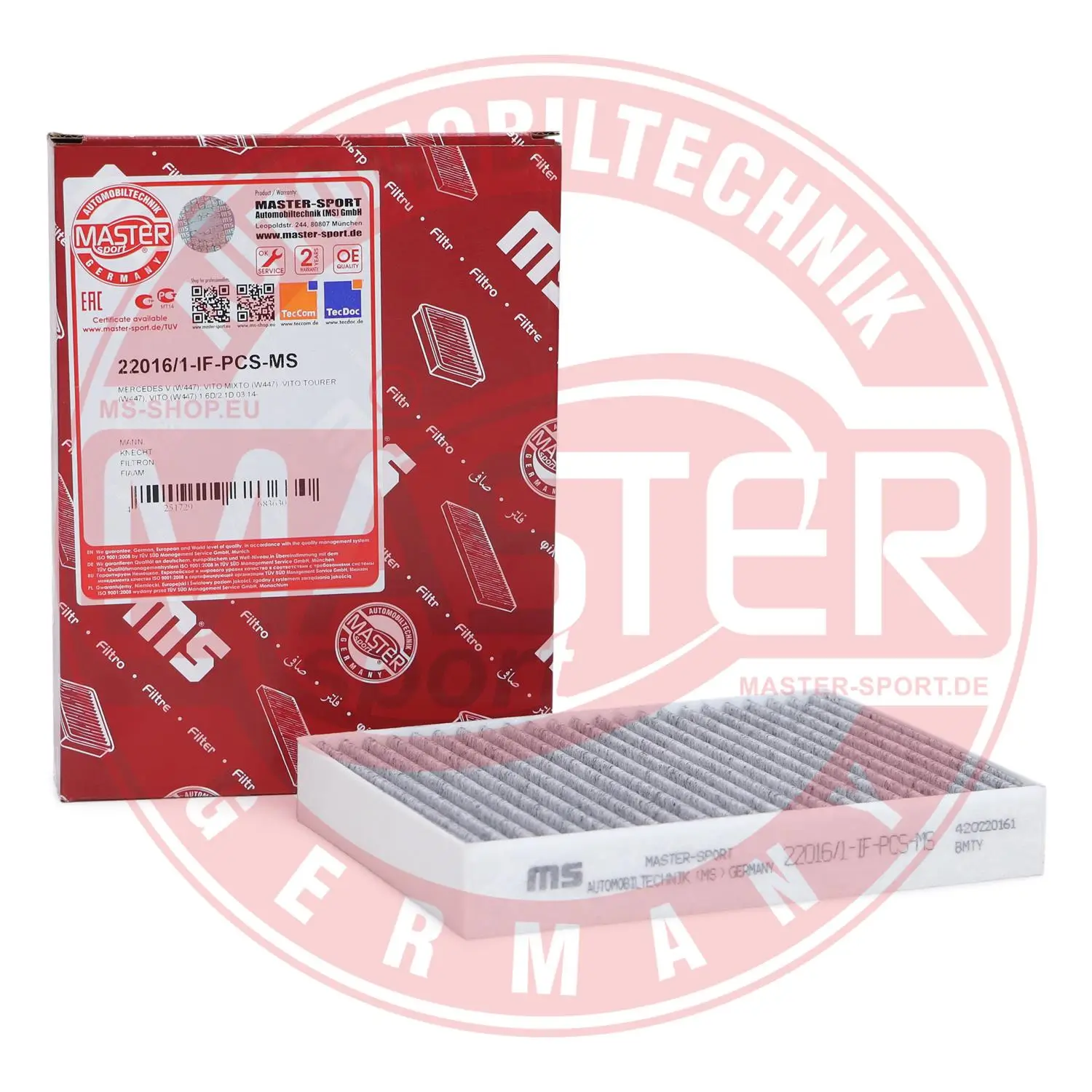 Filter, Innenraumluft MASTER-SPORT GERMANY 22016/1-IF-PCS-MS