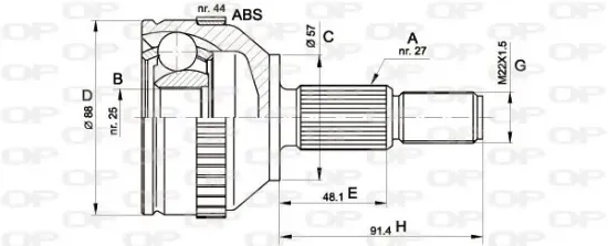 Gelenksatz, Antriebswelle Vorderachse radseitig OPEN PARTS CVJ5200.10 Bild Gelenksatz, Antriebswelle Vorderachse radseitig OPEN PARTS CVJ5200.10