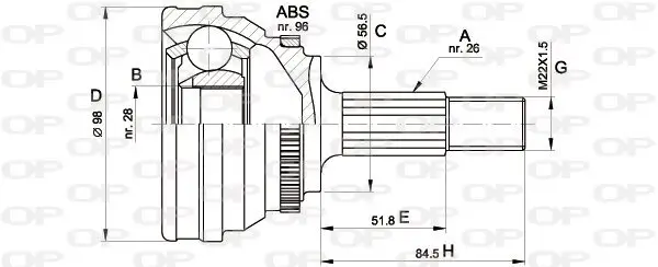 Gelenksatz, Antriebswelle radseitig OPEN PARTS CVJ5203.10