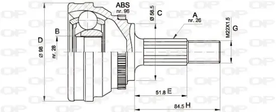 Gelenksatz, Antriebswelle radseitig OPEN PARTS CVJ5203.10 Bild Gelenksatz, Antriebswelle radseitig OPEN PARTS CVJ5203.10