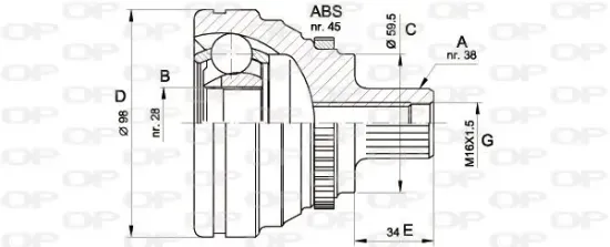 Gelenksatz, Antriebswelle radseitig OPEN PARTS CVJ5271.10 Bild Gelenksatz, Antriebswelle radseitig OPEN PARTS CVJ5271.10