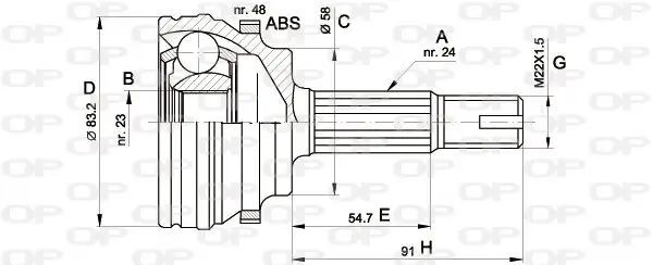 Gelenksatz, Antriebswelle Vorderachse radseitig OPEN PARTS CVJ5508.10