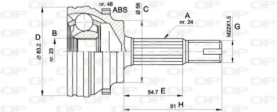 Gelenksatz, Antriebswelle Vorderachse radseitig OPEN PARTS CVJ5508.10 Bild Gelenksatz, Antriebswelle Vorderachse radseitig OPEN PARTS CVJ5508.10