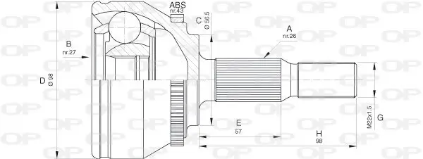 Gelenksatz, Antriebswelle Vorderachse radseitig OPEN PARTS CVJ5573.10