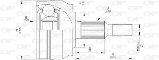 Gelenksatz, Antriebswelle Vorderachse radseitig OPEN PARTS CVJ5579.10 Bild Gelenksatz, Antriebswelle Vorderachse radseitig OPEN PARTS CVJ5579.10