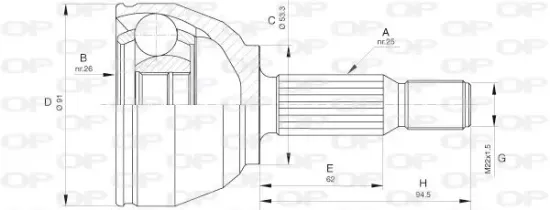 Gelenksatz, Antriebswelle Vorderachse radseitig OPEN PARTS CVJ5654.10 Bild Gelenksatz, Antriebswelle Vorderachse radseitig OPEN PARTS CVJ5654.10