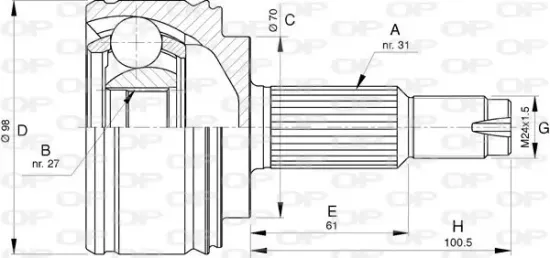 Gelenksatz, Antriebswelle Vorderachse radseitig OPEN PARTS CVJ5769.10 Bild Gelenksatz, Antriebswelle Vorderachse radseitig OPEN PARTS CVJ5769.10