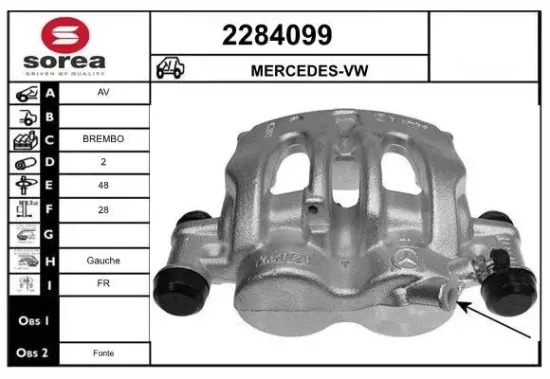 Bremssattel Vorderachse links hinter der Achse EAI 2284099 Bild Bremssattel Vorderachse links hinter der Achse EAI 2284099