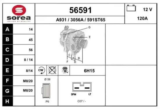 Generator 12 V EAI 56591 Bild Generator 12 V EAI 56591