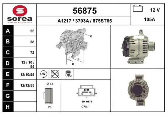 Generator 12 V EAI 56875 Bild Generator 12 V EAI 56875