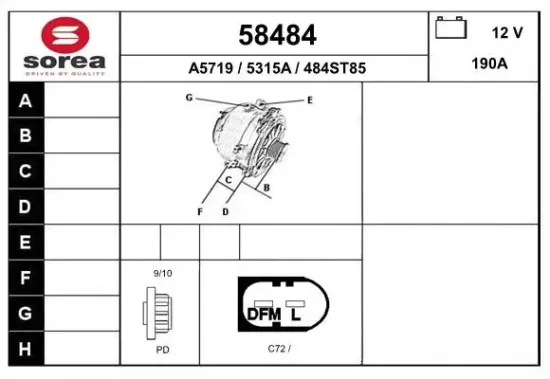 Generator 12 V EAI 58484 Bild Generator 12 V EAI 58484