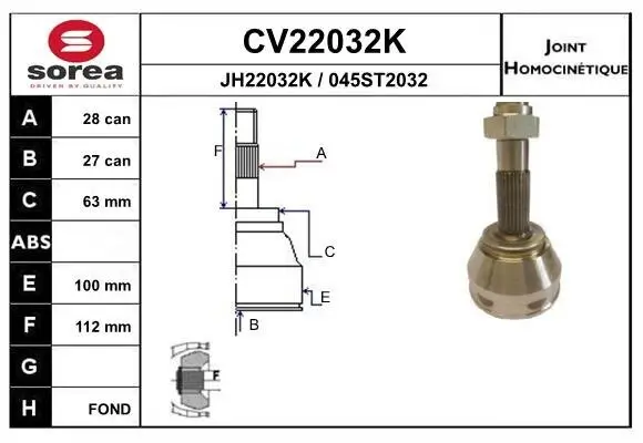 Gelenksatz, Antriebswelle EAI CV22032K