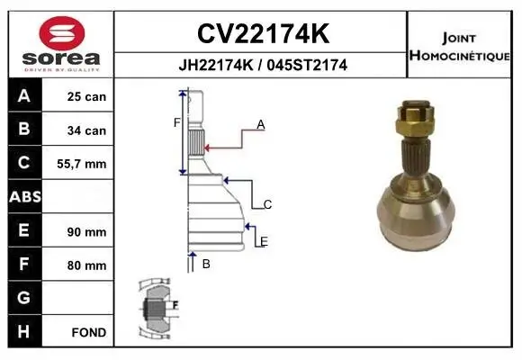 Gelenksatz, Antriebswelle EAI CV22174K