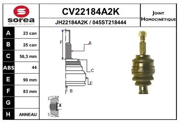 Gelenksatz, Antriebswelle EAI CV22184A2K