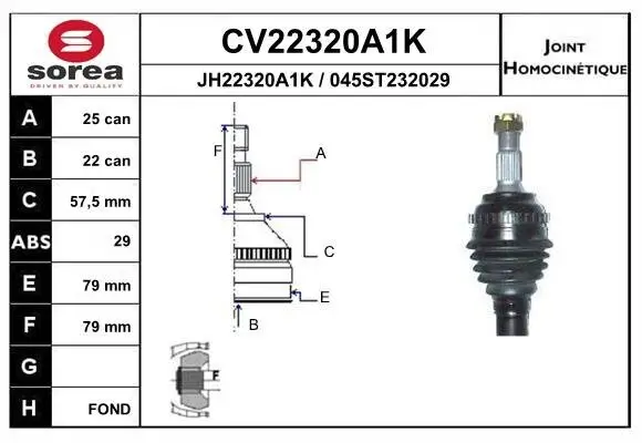 Gelenksatz, Antriebswelle EAI CV22320A1K