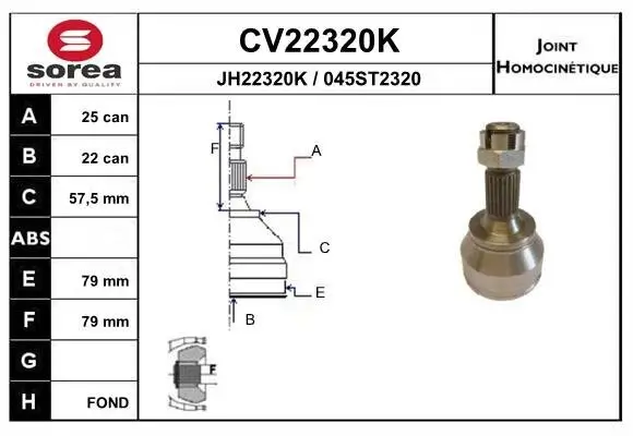 Gelenksatz, Antriebswelle EAI CV22320K