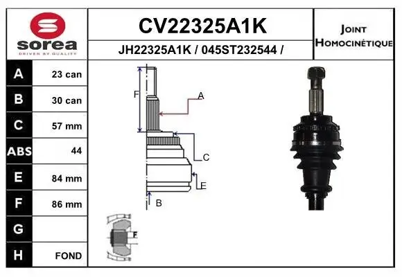 Gelenksatz, Antriebswelle EAI CV22325A1K
