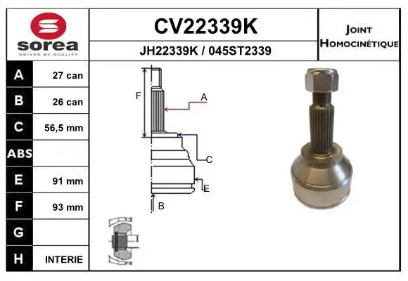 Gelenksatz, Antriebswelle EAI CV22339K