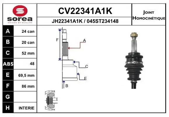 Gelenksatz, Antriebswelle EAI CV22341A1K