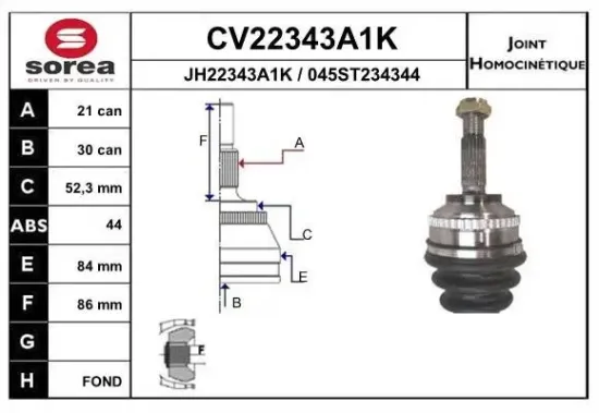 Gelenksatz, Antriebswelle EAI CV22343A1K Bild Gelenksatz, Antriebswelle EAI CV22343A1K