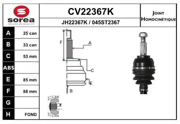 Gelenksatz, Antriebswelle EAI CV22367K