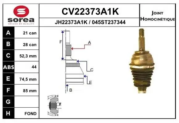 Gelenksatz, Antriebswelle Vorderachse EAI CV22373A1K