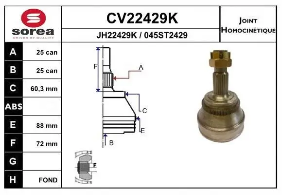 Gelenksatz, Antriebswelle EAI CV22429K