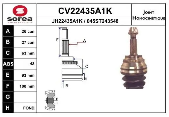 Gelenksatz, Antriebswelle EAI CV22435A1K