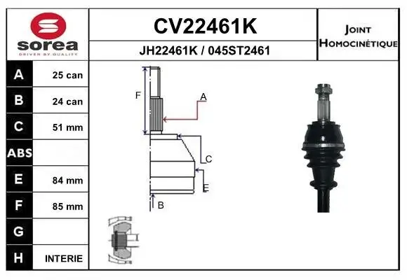 Gelenksatz, Antriebswelle EAI CV22461K