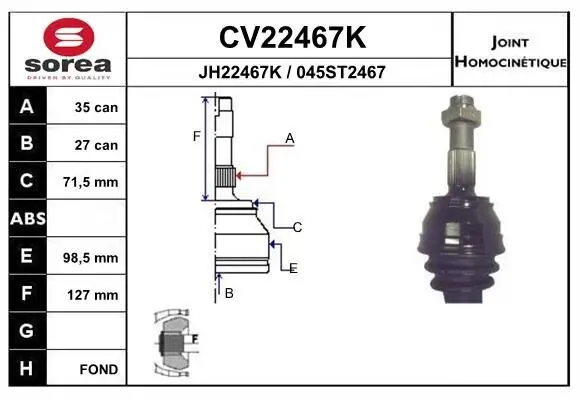Gelenksatz, Antriebswelle EAI CV22467K