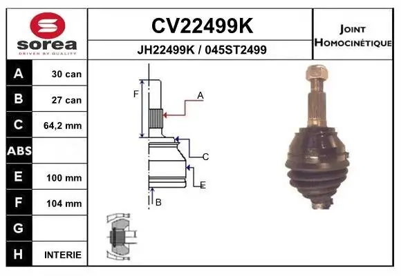 Gelenksatz, Antriebswelle EAI CV22499K