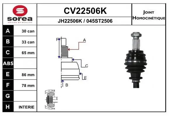 Gelenksatz, Antriebswelle EAI CV22506K