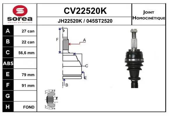 Gelenksatz, Antriebswelle EAI CV22520K