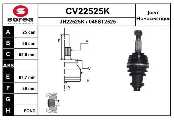 Gelenksatz, Antriebswelle EAI CV22525K