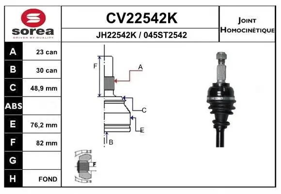 Gelenksatz, Antriebswelle EAI CV22542K