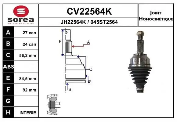 Gelenksatz, Antriebswelle EAI CV22564K