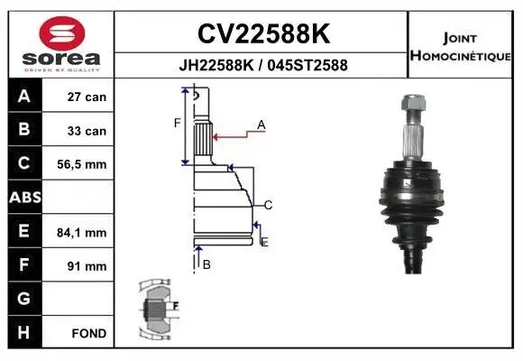 Gelenksatz, Antriebswelle EAI CV22588K