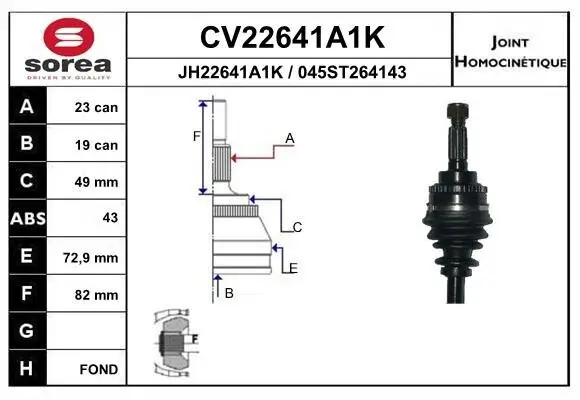 Gelenksatz, Antriebswelle EAI CV22641A1K