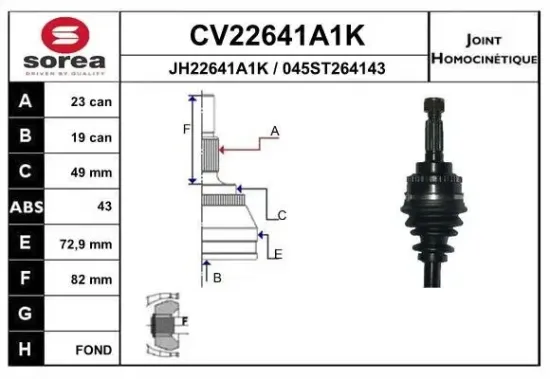 Gelenksatz, Antriebswelle EAI CV22641A1K Bild Gelenksatz, Antriebswelle EAI CV22641A1K