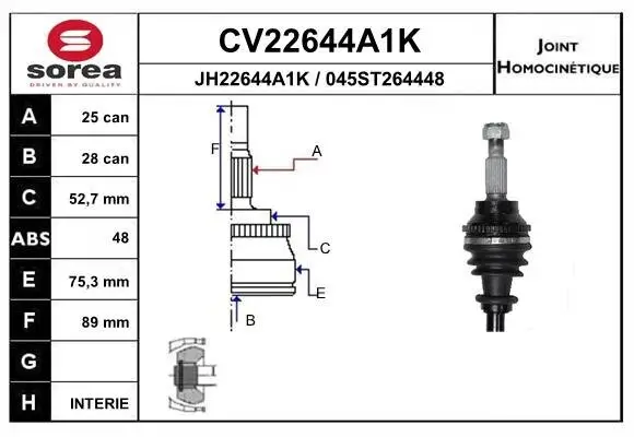 Gelenksatz, Antriebswelle EAI CV22644A1K