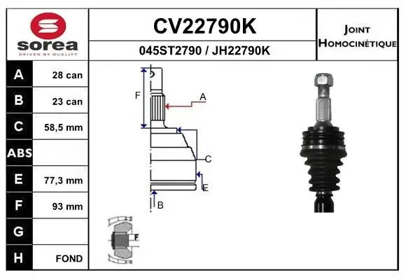 Gelenksatz, Antriebswelle radseitig EAI CV22790K